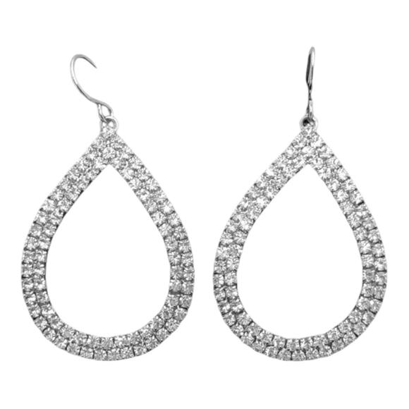 Sparkling Formal Prom Fancy Rhinestones Teardrop Drop Dangle Earrings - Picture 7 of 10